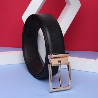 METRONAUT Men Casual, Evening, Formal, Party Black Artificial Leather Reversible Belt