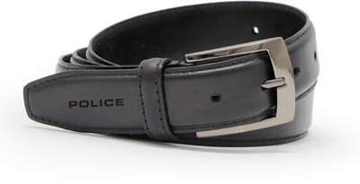 Police Men Formal Black Genuine Leather Belt