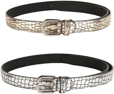 HOMFRO Women Casual, Evening, Formal, Party Gold, Silver Genuine Leather Belt