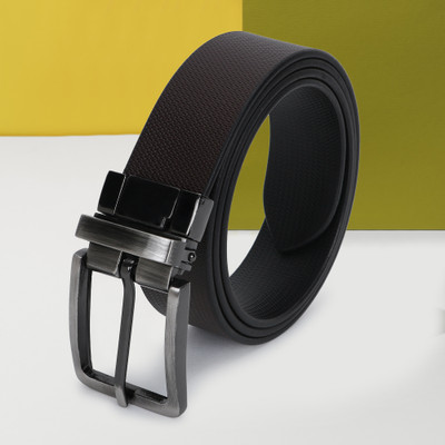 Benzene Men Casual, Evening, Formal, Party Black Genuine Leather Reversible Belt