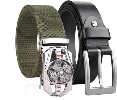 LAER Men Formal Multicolor Genuine Leather Belt