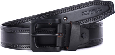 Gino Johnson Men Formal Black Genuine Leather Belt