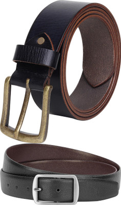 Jungler Men Evening, Party, Formal, Casual Black, Brown, Black Genuine Leather Belt