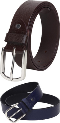 Jungler Men Evening, Party, Formal, Casual Brown, Blue Genuine Leather Belt