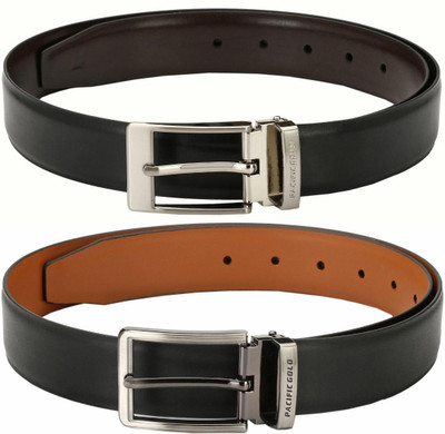 Pacific Gold Men Formal Brown, Black, Tan, Black Artificial Leather Belt