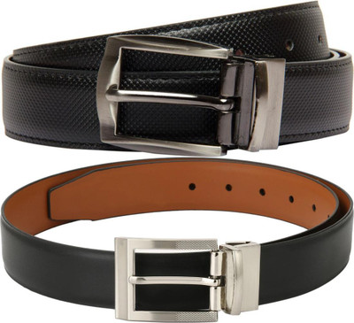 Pacific Gold Men Formal Tan, Black Artificial Leather Belt