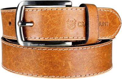 Crabby Hunt Men Casual, Evening, Formal, Party Tan Genuine Leather Belt