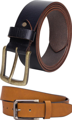 Jungler Men Evening, Party, Formal, Casual Black, Brown Genuine Leather Belt