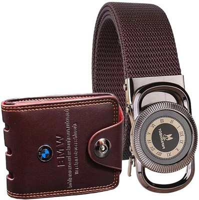VMgold Wallet & Belt Combo(Black, Tan)