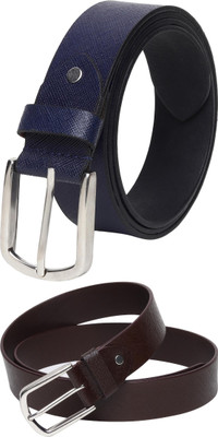 Jungler Men Evening, Party, Formal, Casual Blue, Brown Genuine Leather Belt
