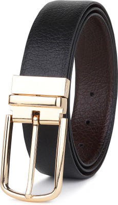 EXOCOETUS Men Formal, Casual, Evening, Party Black Genuine Leather Reversible Belt