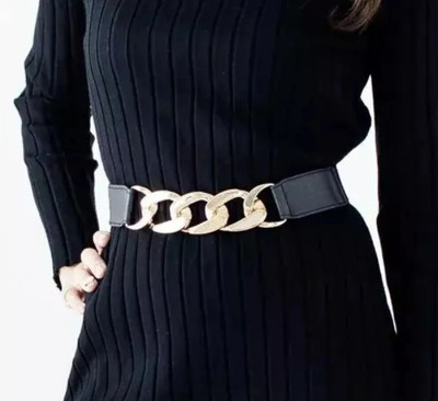 PROVOGUE Women Casual, Formal, Party, Evening Black Metal Belt