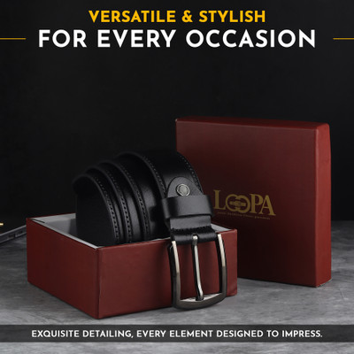 LOOPA Men Black Genuine Leather Belt