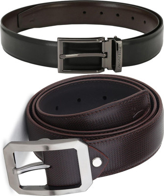 Pacific Gold Men Formal Black, Brown Artificial Leather Belt