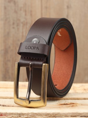 LOOPA Men Casual Brown Genuine Leather Belt