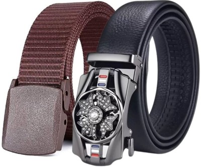 CLOCK21 Men Casual, Formal, Party Black, Brown Artificial Leather, Canvas Belt