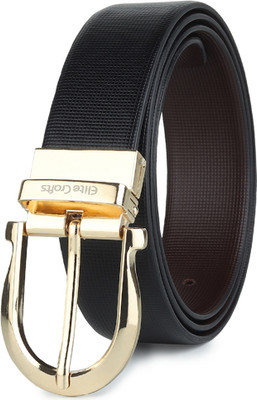 Elite Crafts Men Formal, Casual, Party, Evening Gold Genuine Leather Reversible Belt