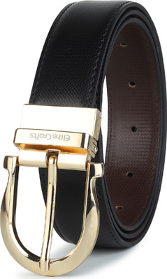 Elite Crafts Men Formal, Casual, Party, Evening Gold Artificial Leather Reversible Belt