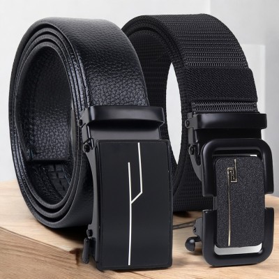 SunShopping Men Casual, Evening, Formal, Party Black Artificial Leather, Nylon Belt