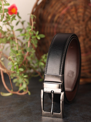 PROVOGUE Men Casual, Formal Black Texas Leatherite Reversible Belt