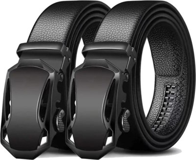 Icongadget Men Casual, Party, Formal, Evening Black Texas Leatherite, Metal Belt