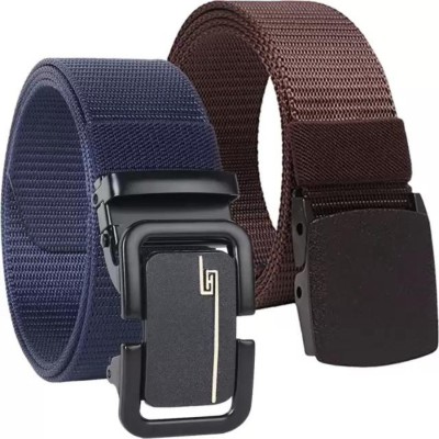 LUXURY LEATHER Men Casual, Evening, Formal, Party Brown, Blue Nylon Belt