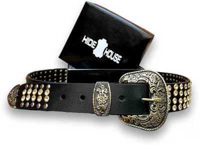 HideHouse Men Casual, Party, Evening Black Genuine Leather Belt