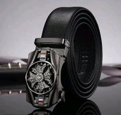 Men Black Artificial Leather Belt