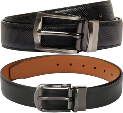 Pacific Gold Men Formal Tan, Black Artificial Leather Belt