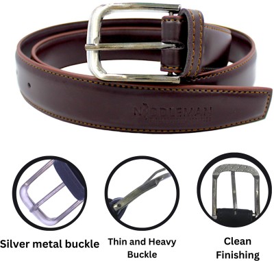 Niddleman Men Evening, Casual, Formal Brown Artificial Leather Belt