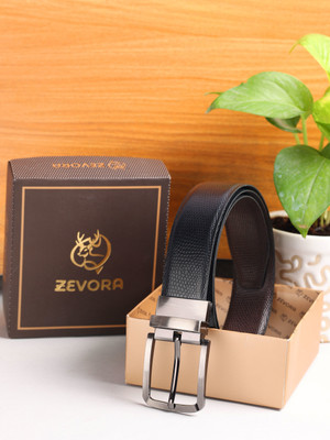 ZEVORA Men Casual, Evening, Formal, Party Black Genuine Leather Reversible Belt