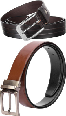 Jungler Men Evening, Party, Formal, Casual Brown, Brown, Black Genuine Leather Belt