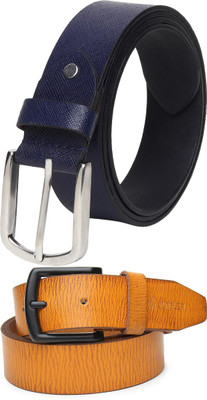 Jungler Men Evening, Party, Formal, Casual Blue, Yellow Genuine Leather Belt