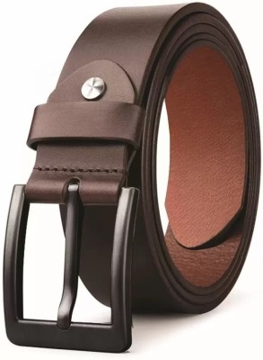 widlely Men Casual Brown Genuine Leather Belt