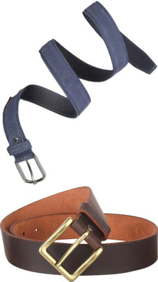 Jungler Men Evening, Party, Formal, Casual Blue, Brown Genuine Leather Belt