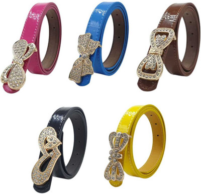 BALUCHIE Girls Party Pink, Blue, Brown, Black, Yellow Artificial Leather Belt