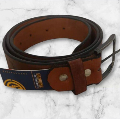 YULIA Men Brown Genuine Leather Belt