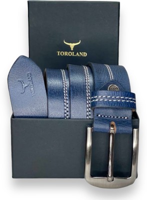 TOROLAND Men Casual Blue Genuine Leather Belt