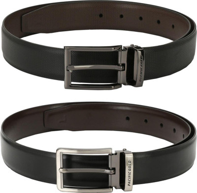 Pacific Gold Men Formal Brown, Black, Brown, Black Artificial Leather Belt