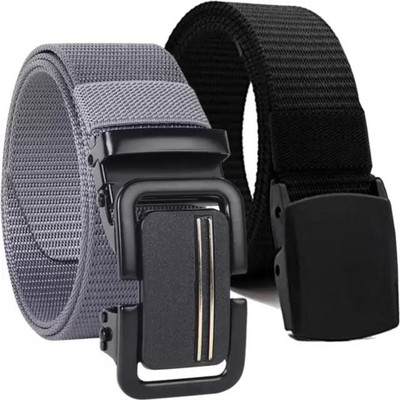Icongadget Men Casual, Evening, Formal, Party Grey, Black Nylon Belt