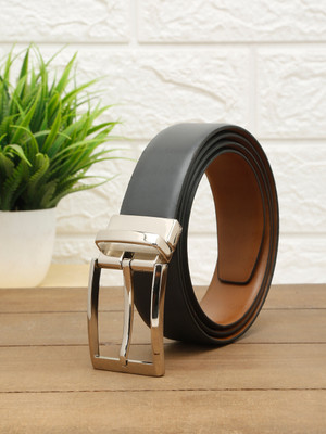 TYBELT Men Formal Black Genuine Leather Reversible Belt