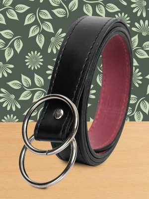 KM BELTS Women Casual, Evening, Formal, Party Black Texas Leatherite Belt