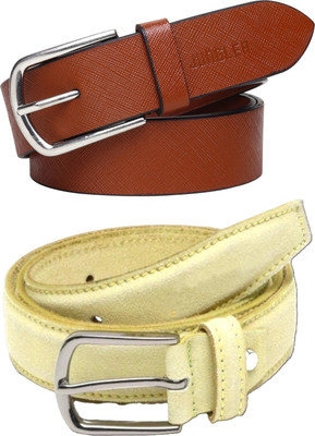 Jungler Men Evening, Party, Formal, Casual Tan, Yellow Genuine Leather Belt