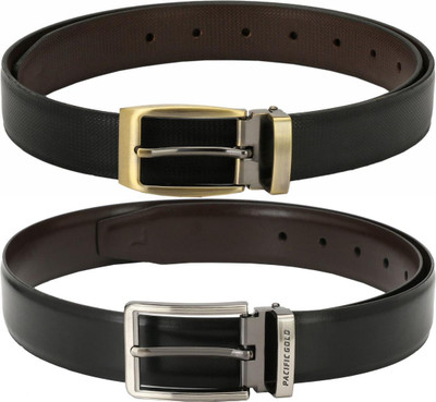 Pacific Gold Men Formal Black, Black Artificial Leather Belt