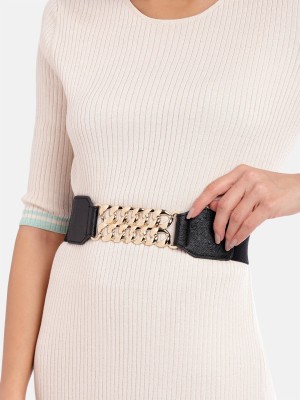 Berrylush Women Casual Black Canvas Belt