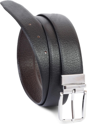 Yellowcoin Men Party, Evening, Formal Black, Brown Genuine Leather Reversible Belt