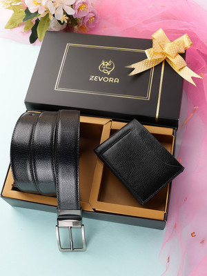 ZEVORA Men Casual Black Genuine Leather Belt