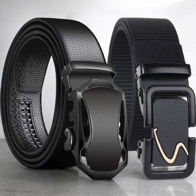 SunShopping Men Casual, Evening, Formal, Party Black Artificial Leather, Nylon Belt