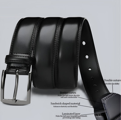 TheDarker Men Casual, Party, Formal Black Artificial Leather Belt