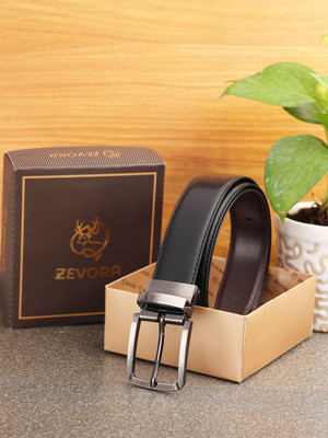 ZEVORA Men Casual, Formal, Party, Evening Black Genuine Leather Reversible Belt